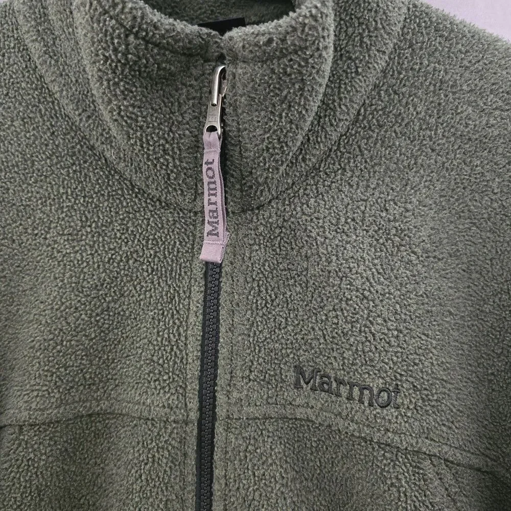 Marmot Gorpcore Vintage Olive Green Full Zip Fleece Jacket Men's‎ Size M